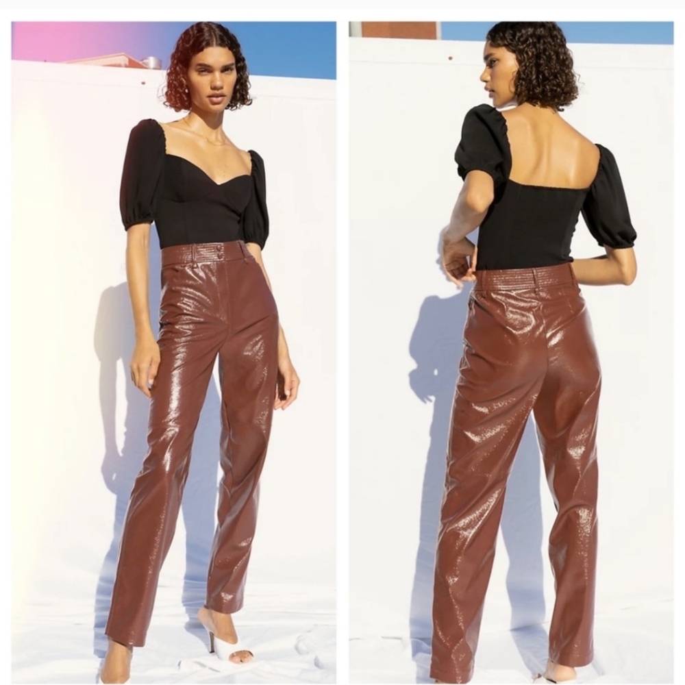 Aritzia Wilfred Faux Leather Funk Pant in Rustique